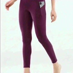 Fabletics Purelux Burgundy Leggings With Pockets Size XXS